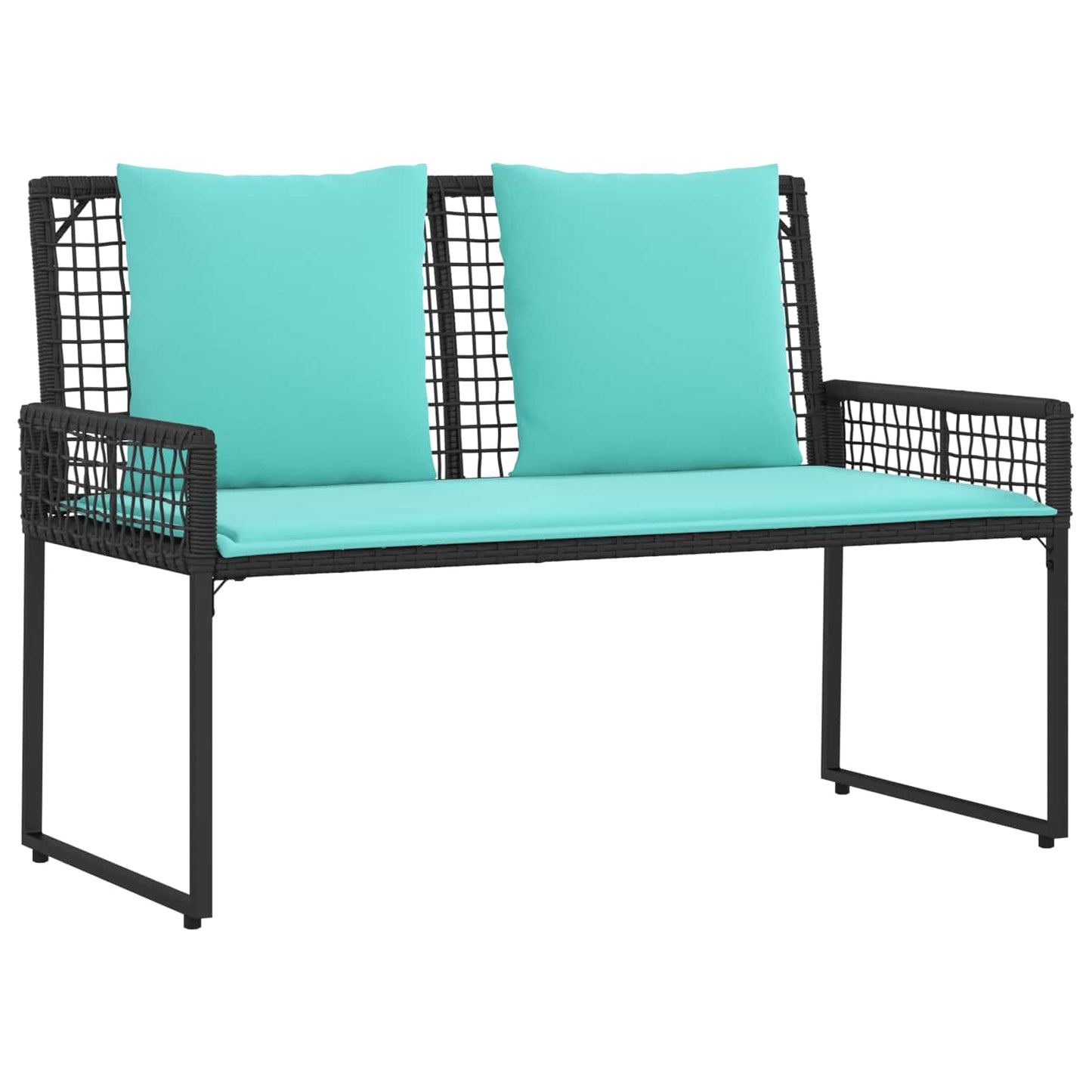 Buitenmeubelset met kussen 4 pcs Zwart en Turquoise