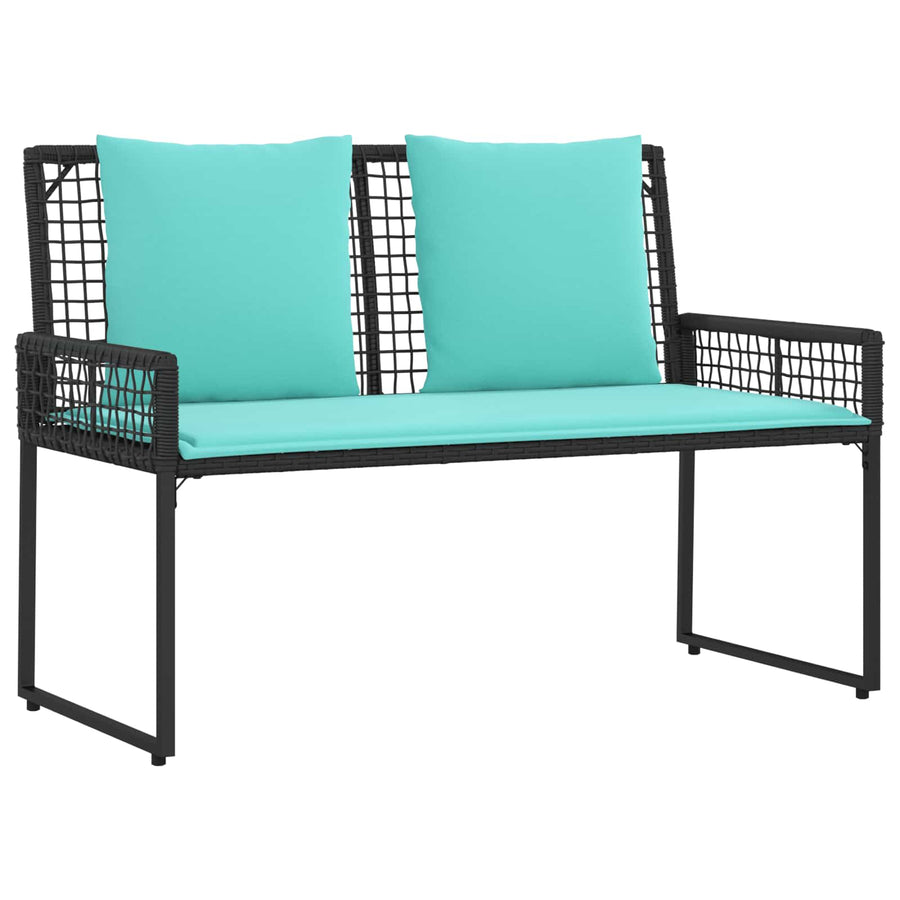 Buitenmeubelset met kussen 4 pcs Zwart en Turquoise
