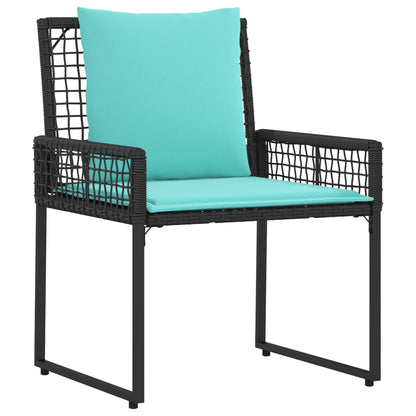 Buitenmeubelset met kussen 4 pcs Zwart en Turquoise