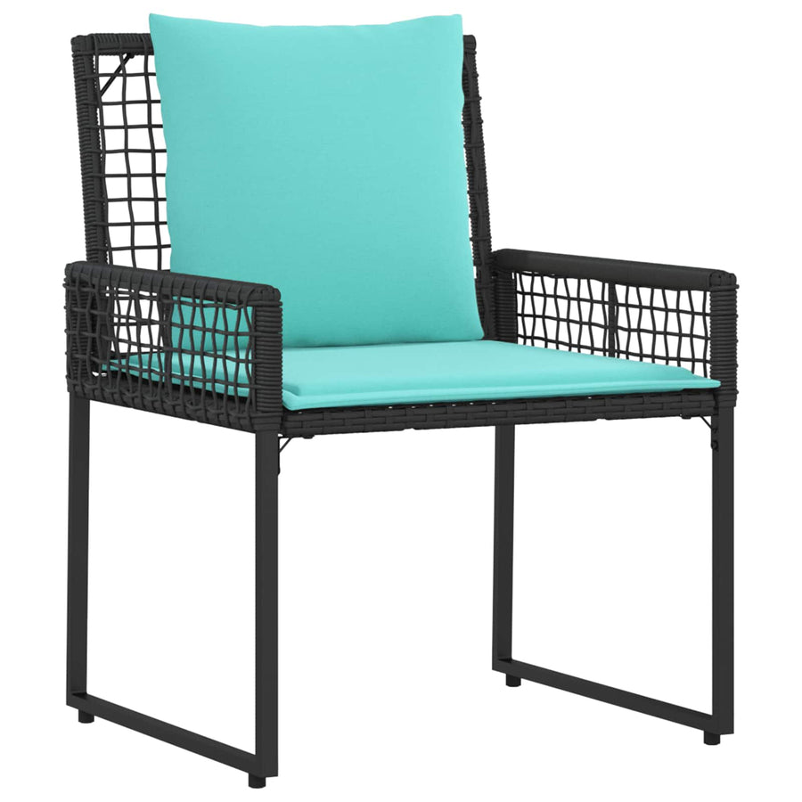 Buitenmeubelset met kussen 4 pcs Zwart en Turquoise