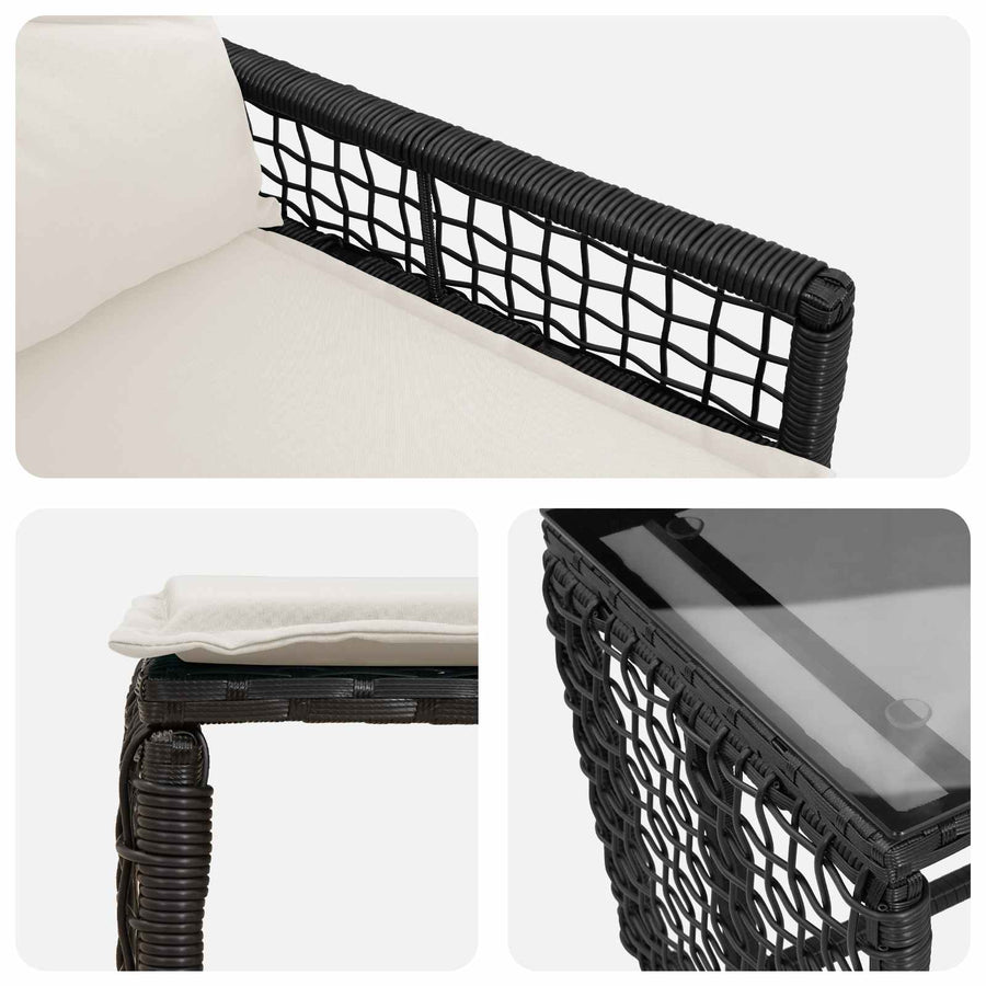 Buitenmeubelset met kussen 5 pcs Zwart en Wit