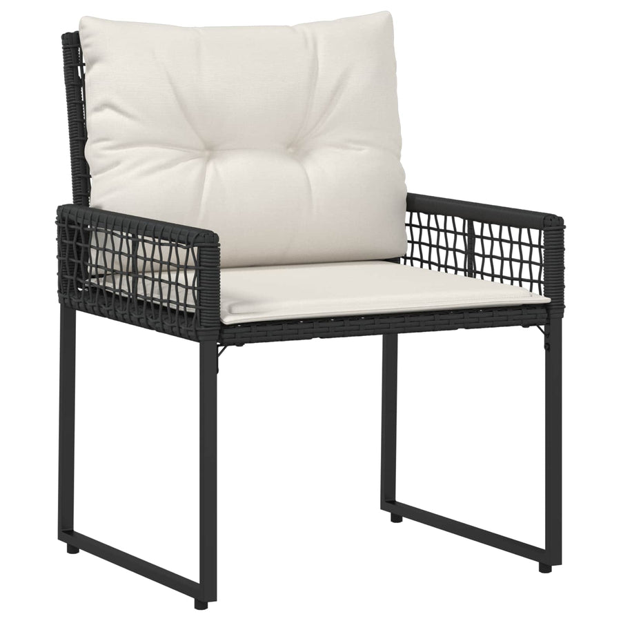 Buitenmeubelset met kussen 5 pcs Zwart en Wit