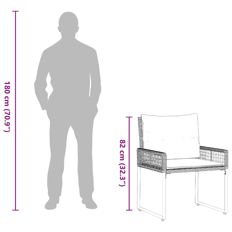 Buitenmeubelset met kussen 5 pcs Zwart en Wit