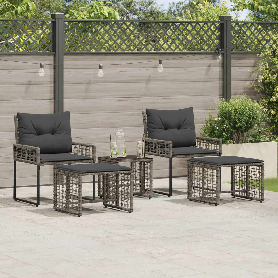 Buitenmeubelset met kussen 5 pcs Grijs