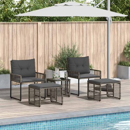 Buitenmeubelset met kussen 5 pcs Grijs