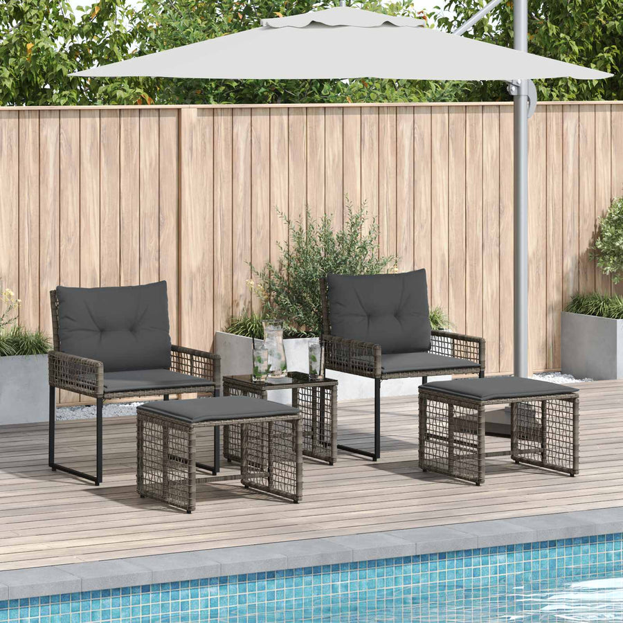 Buitenmeubelset met kussen 5 pcs Grijs