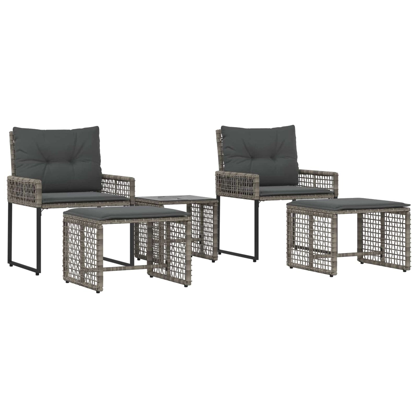 Buitenmeubelset met kussen 5 pcs Grijs
