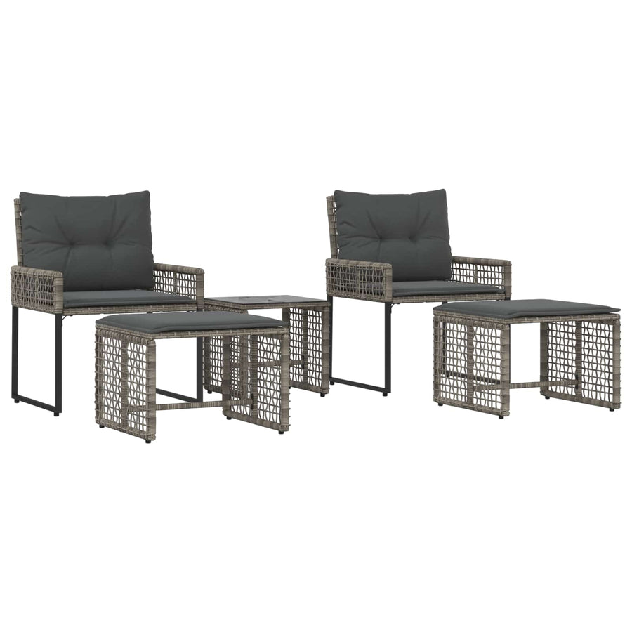 Buitenmeubelset met kussen 5 pcs Grijs