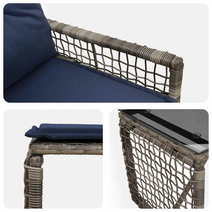 Buitenmeubelset met kussen 5 pcs Grijs en Marineblauw