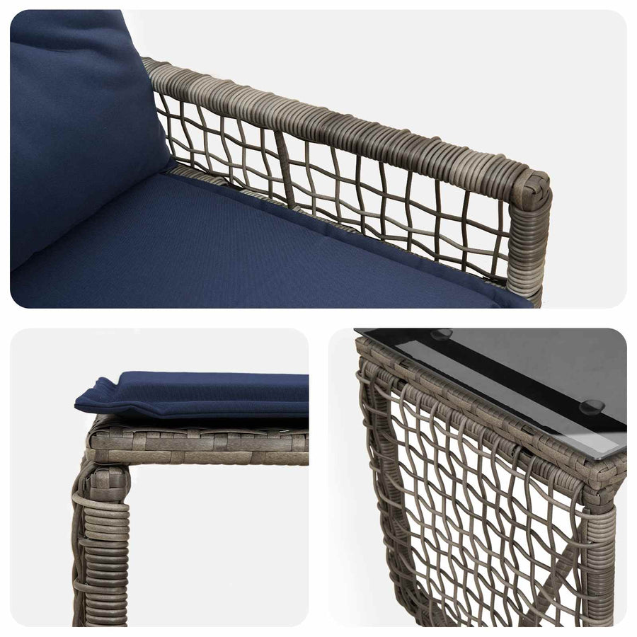 Buitenmeubelset met kussen 5 pcs Grijs en Marineblauw
