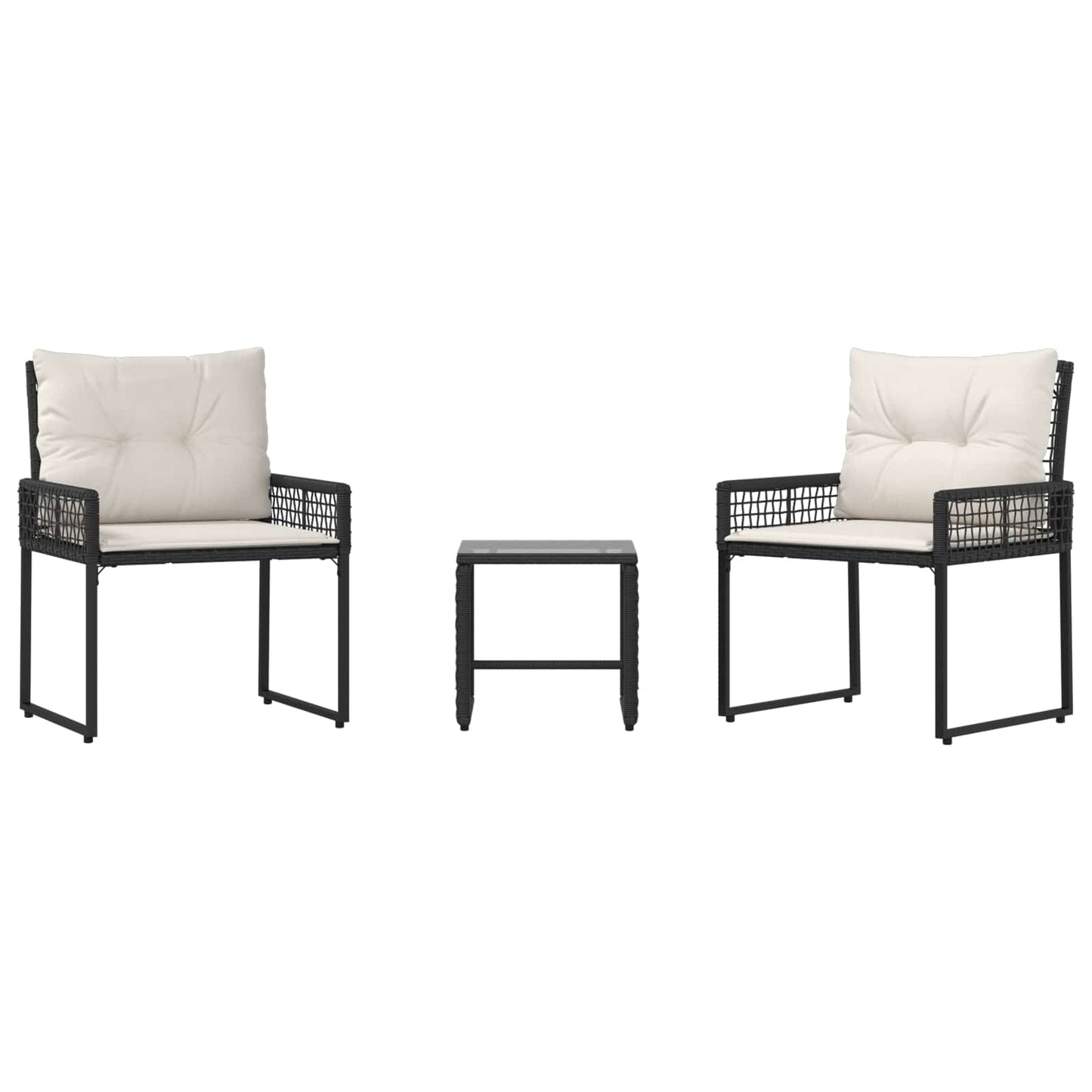 Buitenmeubelset met kussen 3 pcs Zwart en Wit