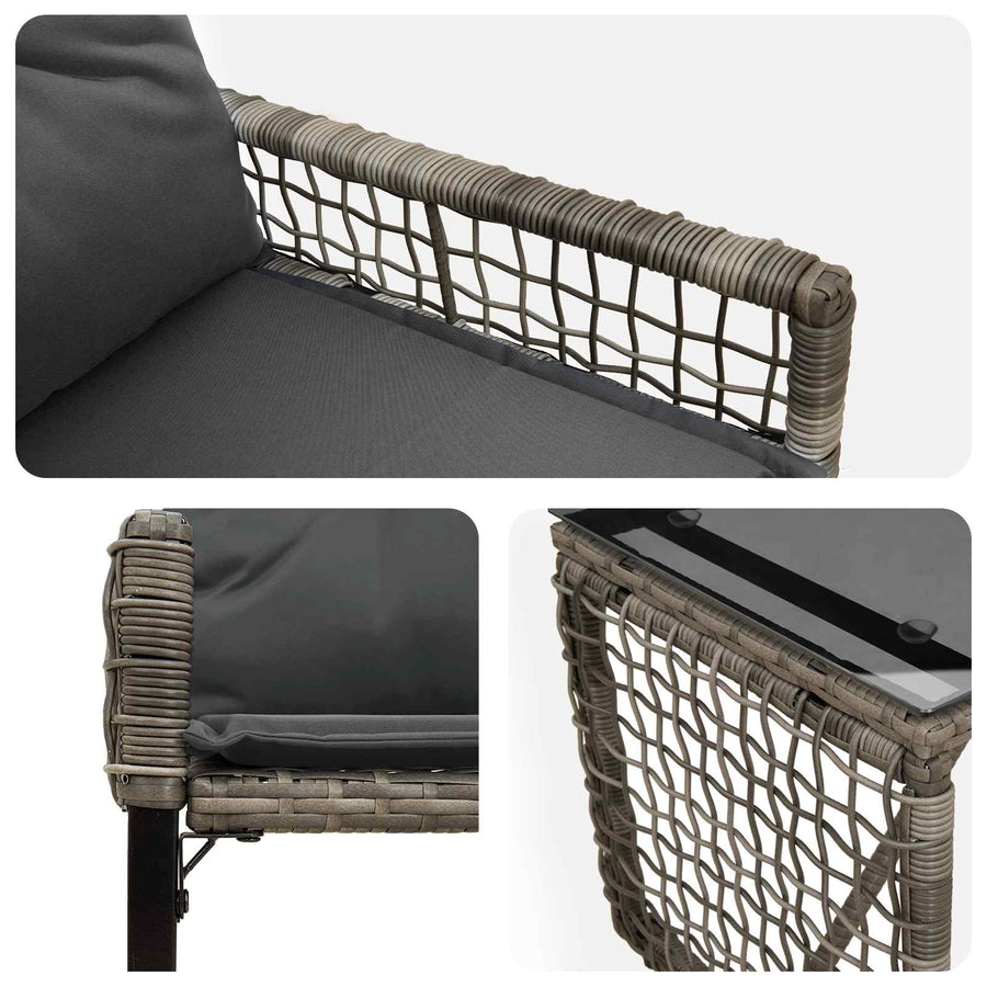 Buitenmeubelset met kussen 3 pcs Grijs