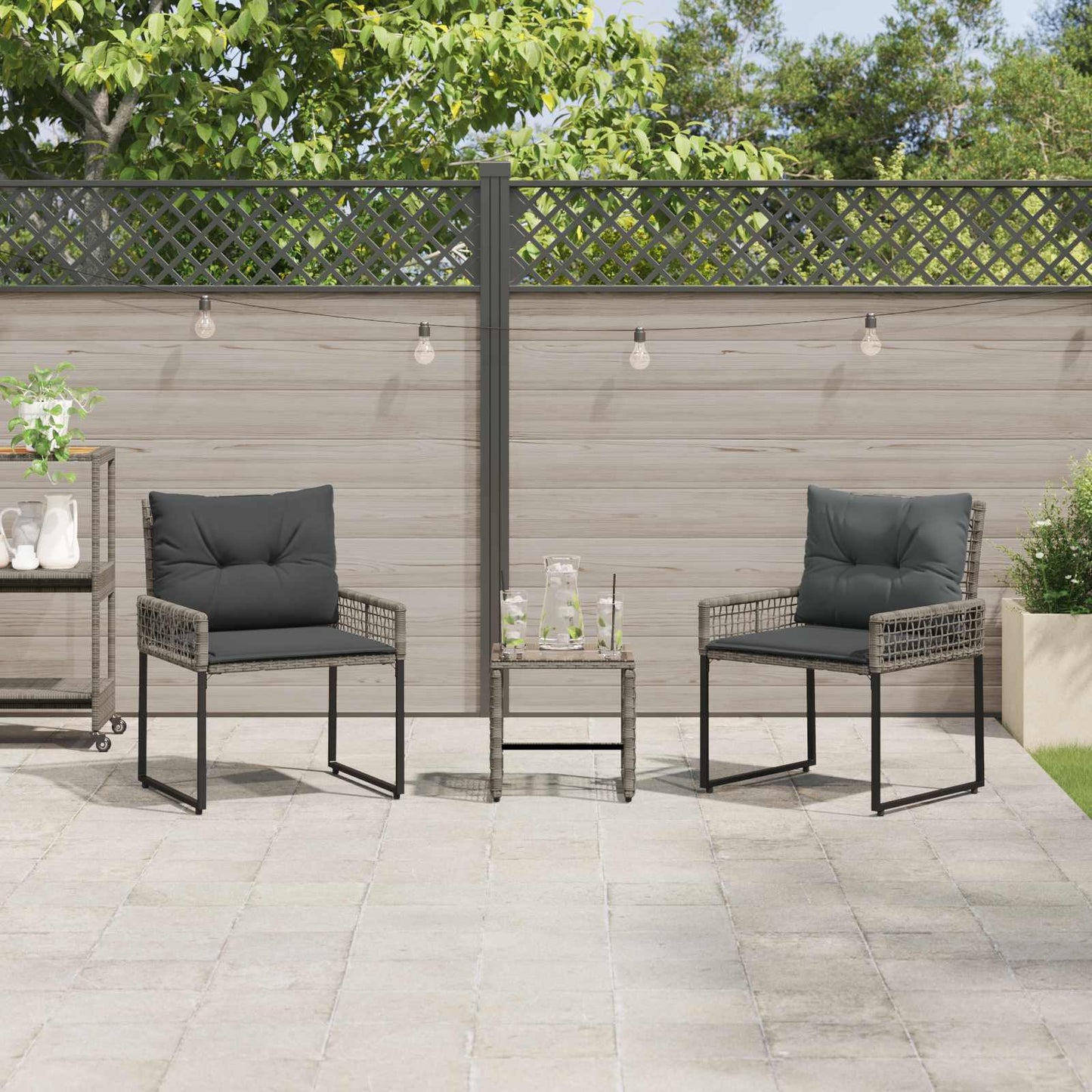 Buitenmeubelset met kussen 3 pcs Grijs