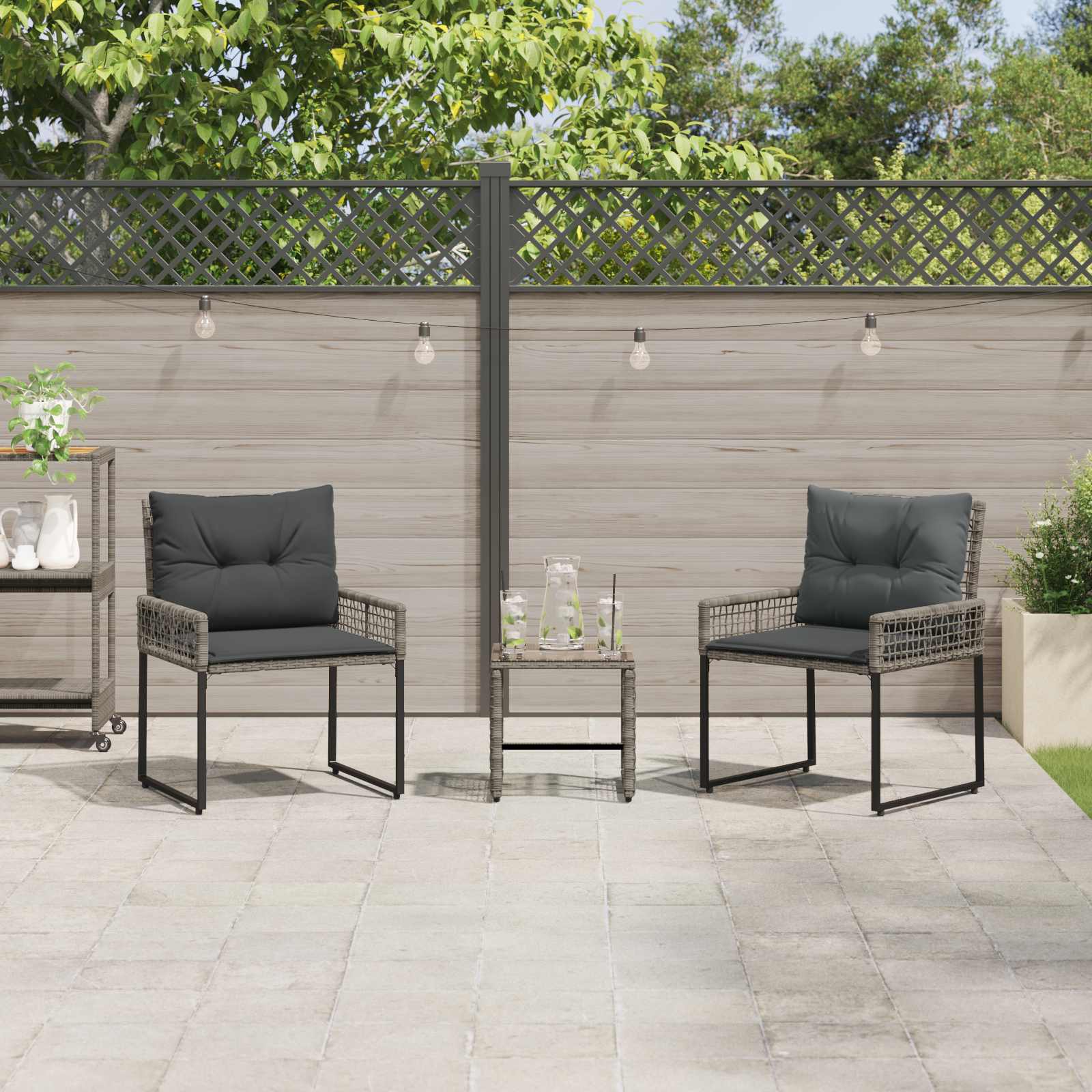 Buitenmeubelset met kussen 3 pcs Grijs
