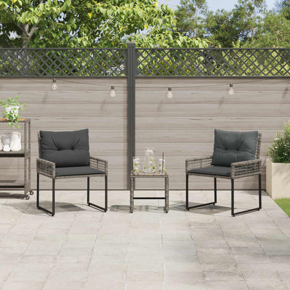 Buitenmeubelset met kussen 3 pcs Grijs