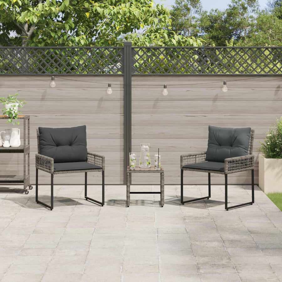 Buitenmeubelset met kussen 3 pcs Grijs