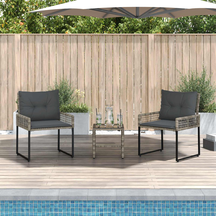 Buitenmeubelset met kussen 3 pcs Grijs
