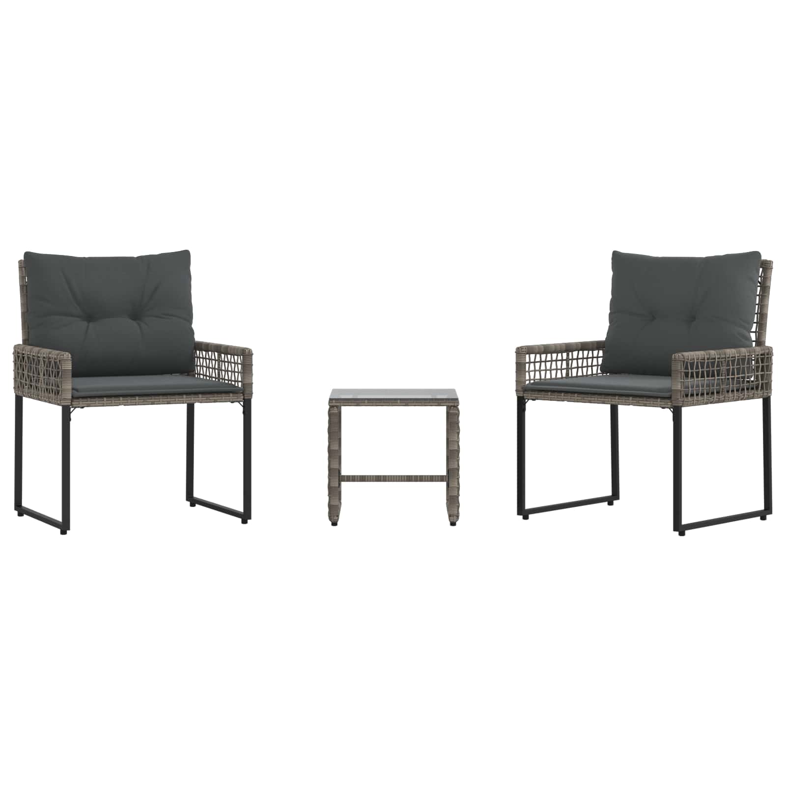 Buitenmeubelset met kussen 3 pcs Grijs