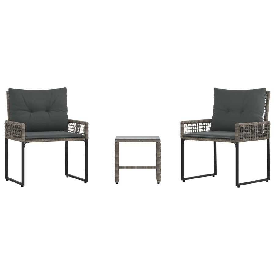 Buitenmeubelset met kussen 3 pcs Grijs