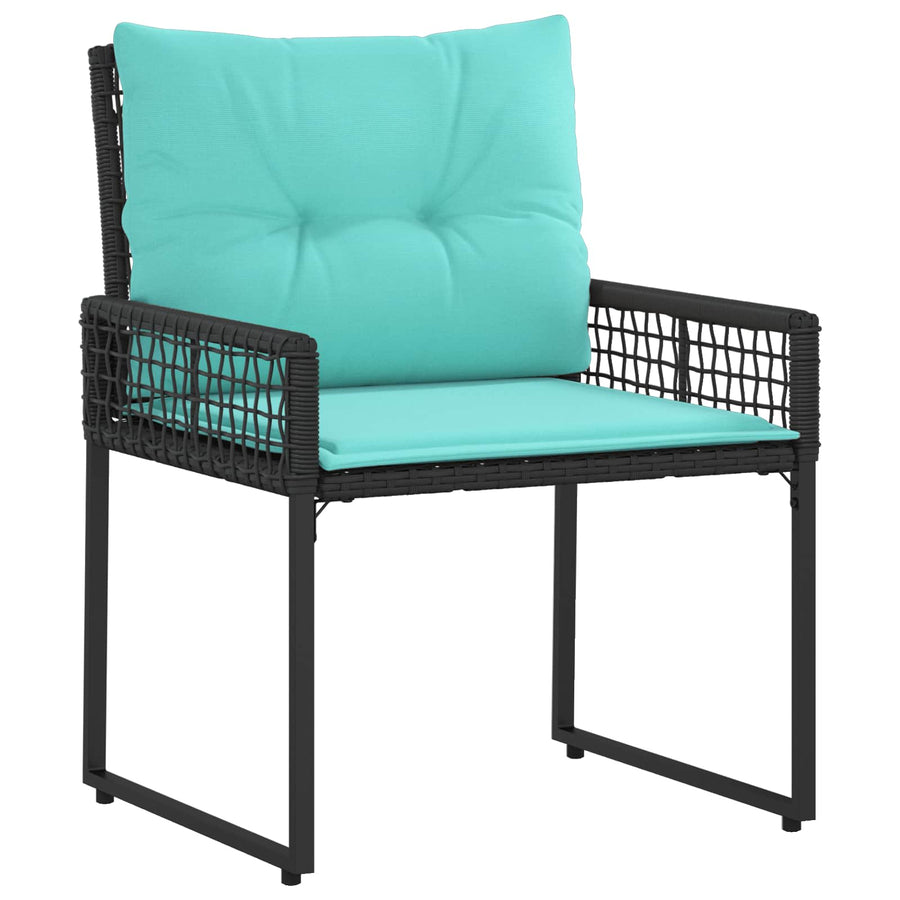 Buitenmeubelset met kussen 3 pcs Zwart en Turquoise