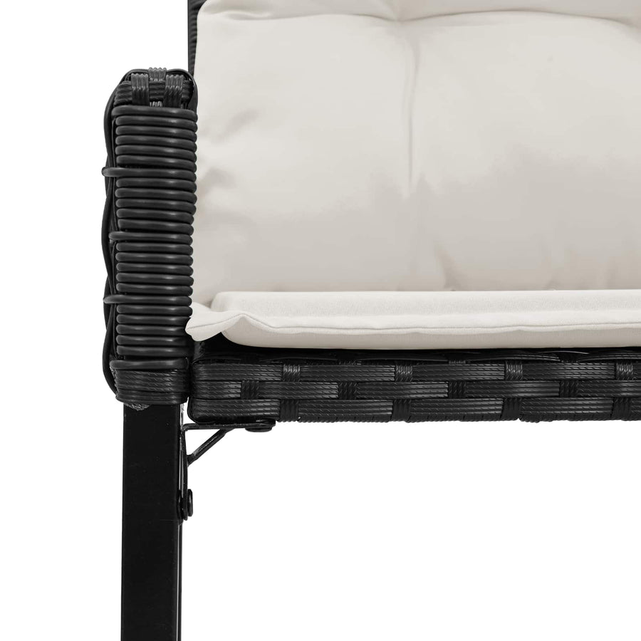 Tuinbank Zwart en Cream Wit 118 x 55 x 82 cm PE rattan en stof