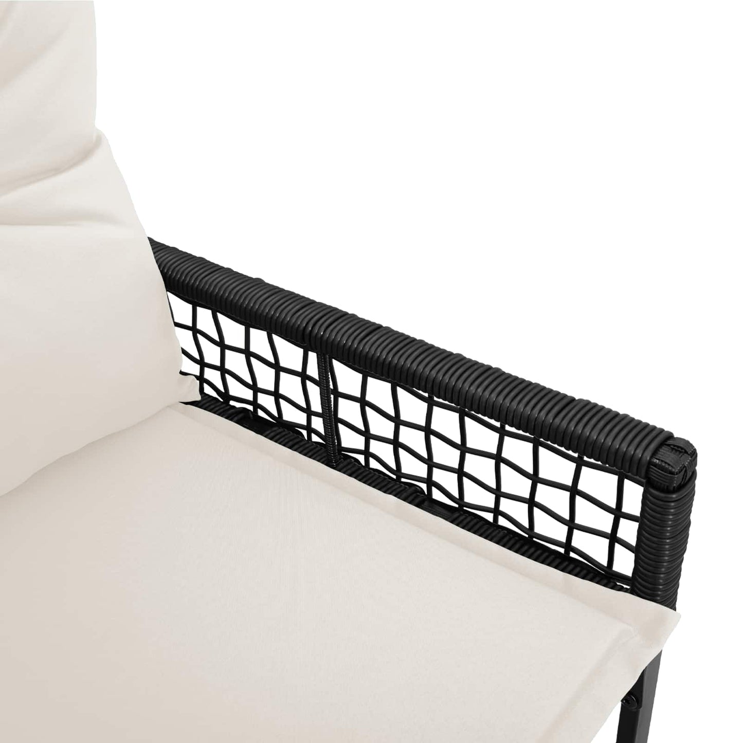 Tuinbank Zwart en Cream Wit 118 x 55 x 82 cm PE rattan en stof