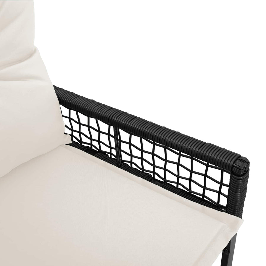 Tuinbank Zwart en Cream Wit 118 x 55 x 82 cm PE rattan en stof