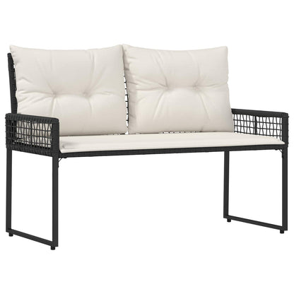 Tuinbank Zwart en Cream Wit 118 x 55 x 82 cm PE rattan en stof
