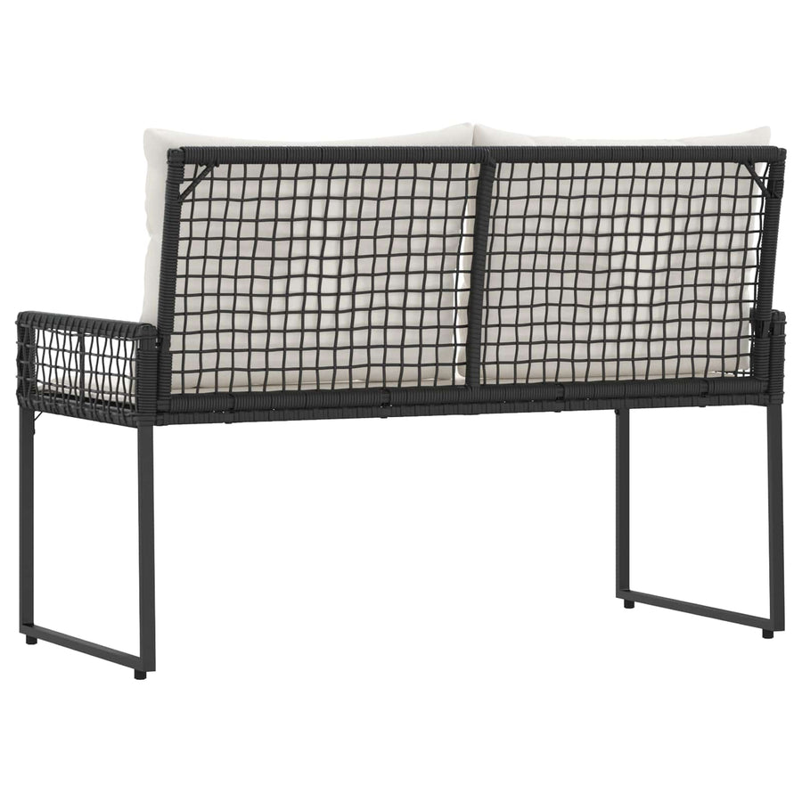 Tuinbank Zwart en Cream Wit 118 x 55 x 82 cm PE rattan en stof