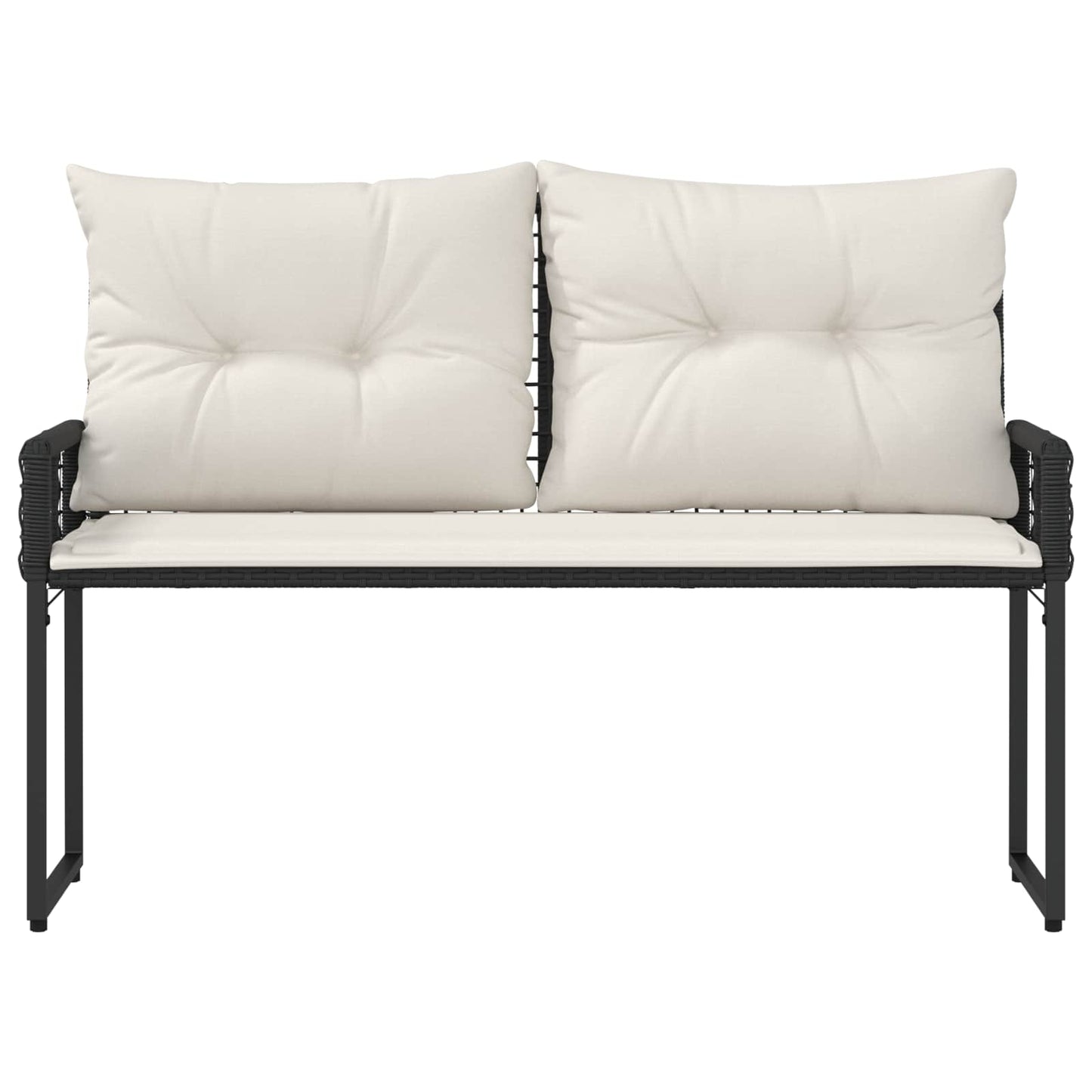 Tuinbank Zwart en Cream Wit 118 x 55 x 82 cm PE rattan en stof
