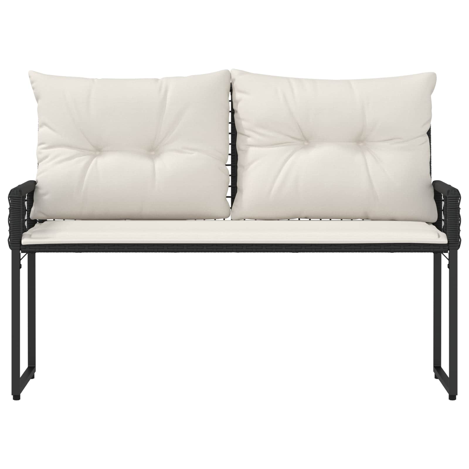 Tuinbank Zwart en Cream Wit 118 x 55 x 82 cm PE rattan en stof