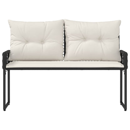 Tuinbank Zwart en Cream Wit 118 x 55 x 82 cm PE rattan en stof