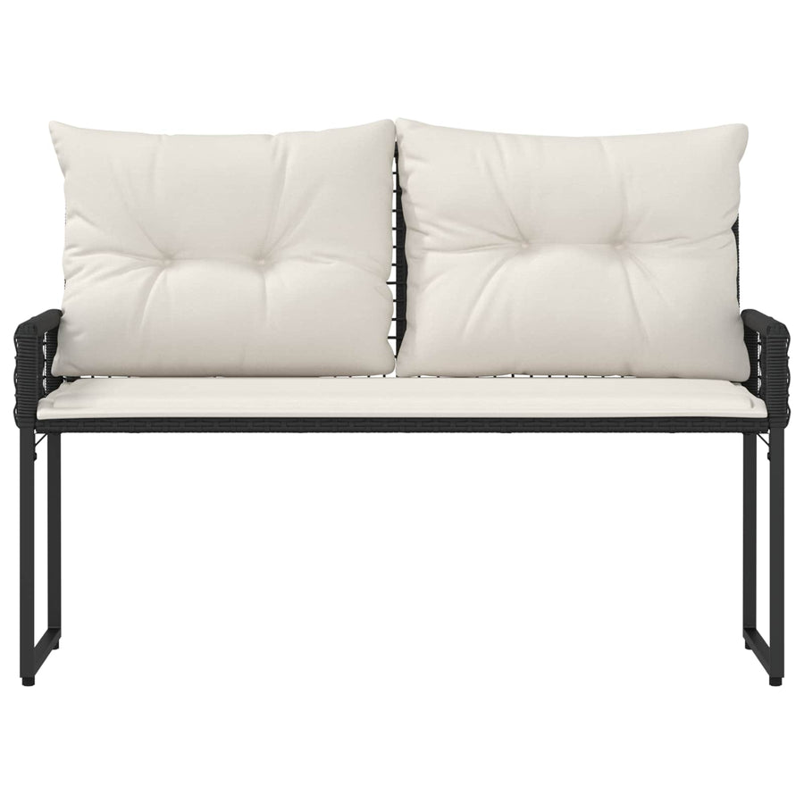 Tuinbank Zwart en Cream Wit 118 x 55 x 82 cm PE rattan en stof