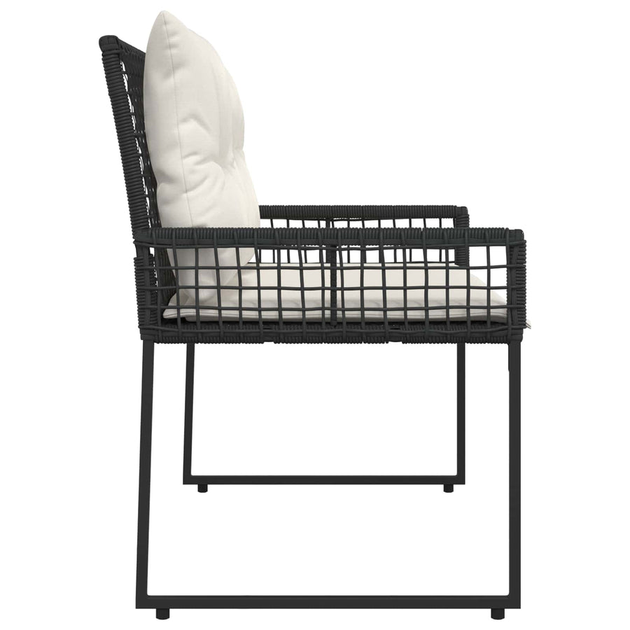 Tuinbank Zwart en Cream Wit 118 x 55 x 82 cm PE rattan en stof