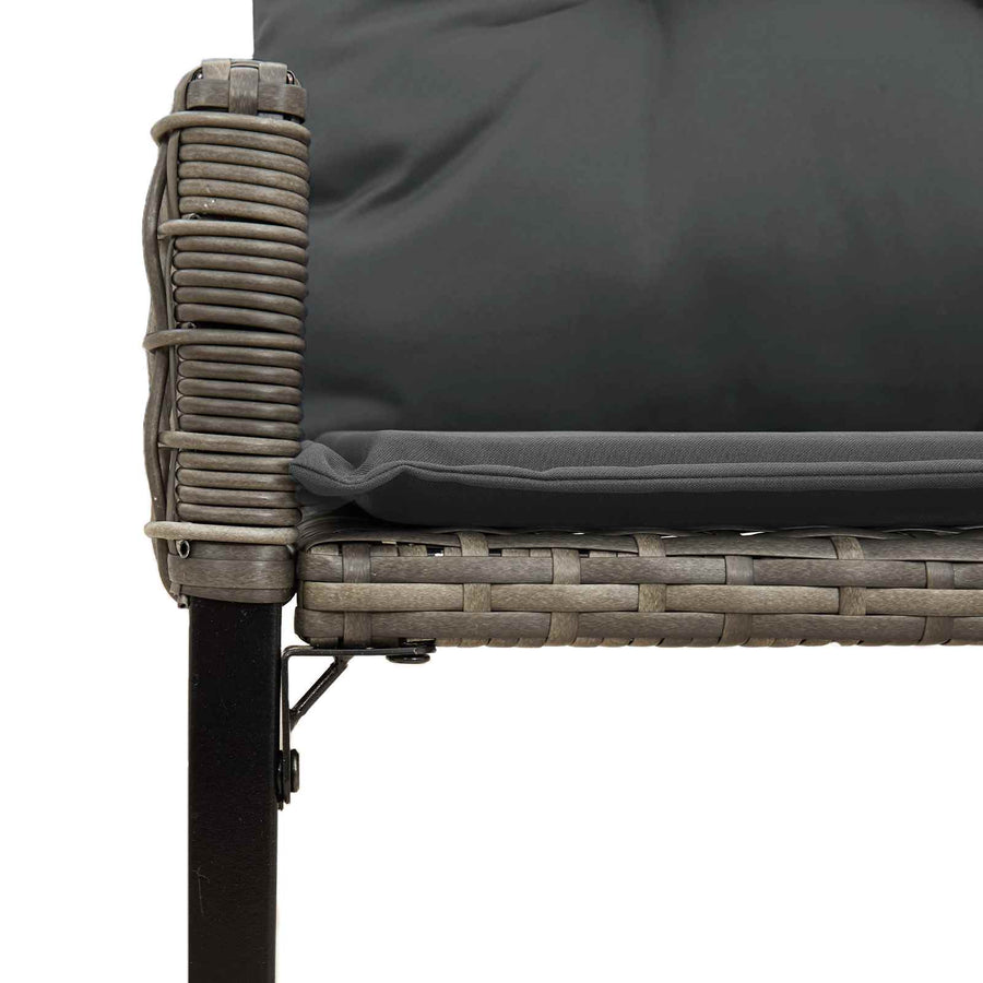 Tuinbank met kussen Grijs 118 x 55 x 82 cm PE rattan en stof