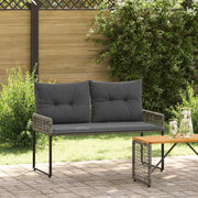 Tuinbank 118x55x82 cm PE rotan grijs met kussens