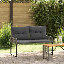 Tuinbank met kussen Grijs 118 x 55 x 82 cm PE rattan en stof