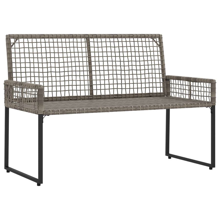 Tuinbank met kussen Grijs 118 x 55 x 82 cm PE rattan en stof