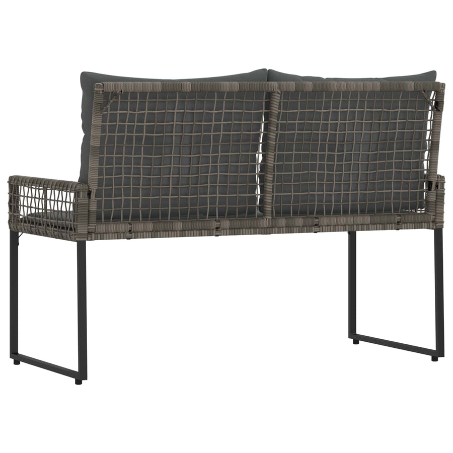 Tuinbank met kussen Grijs 118 x 55 x 82 cm PE rattan en stof