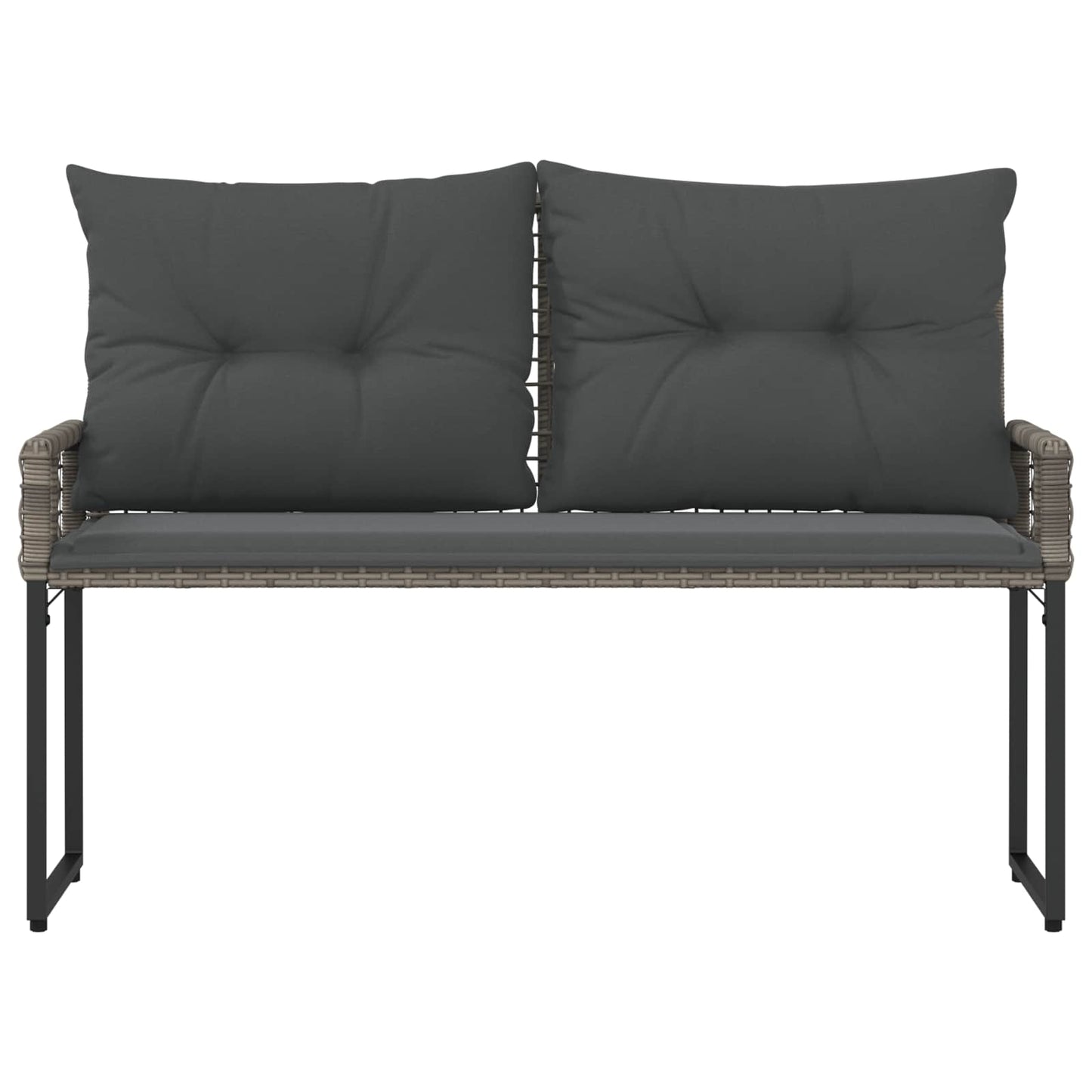 Tuinbank met kussen Grijs 118 x 55 x 82 cm PE rattan en stof