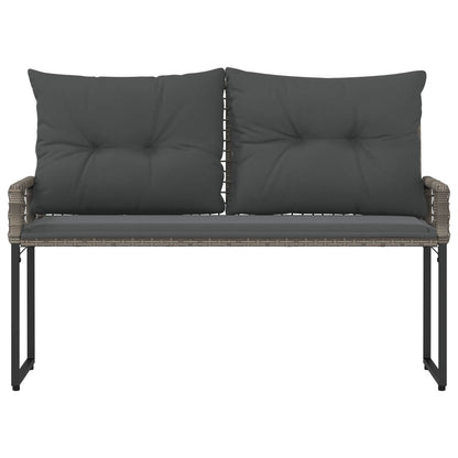 Tuinbank met kussen Grijs 118 x 55 x 82 cm PE rattan en stof