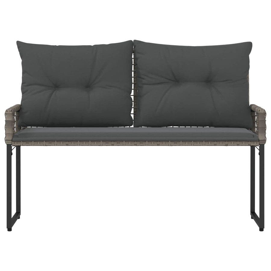 Tuinbank met kussen Grijs 118 x 55 x 82 cm PE rattan en stof