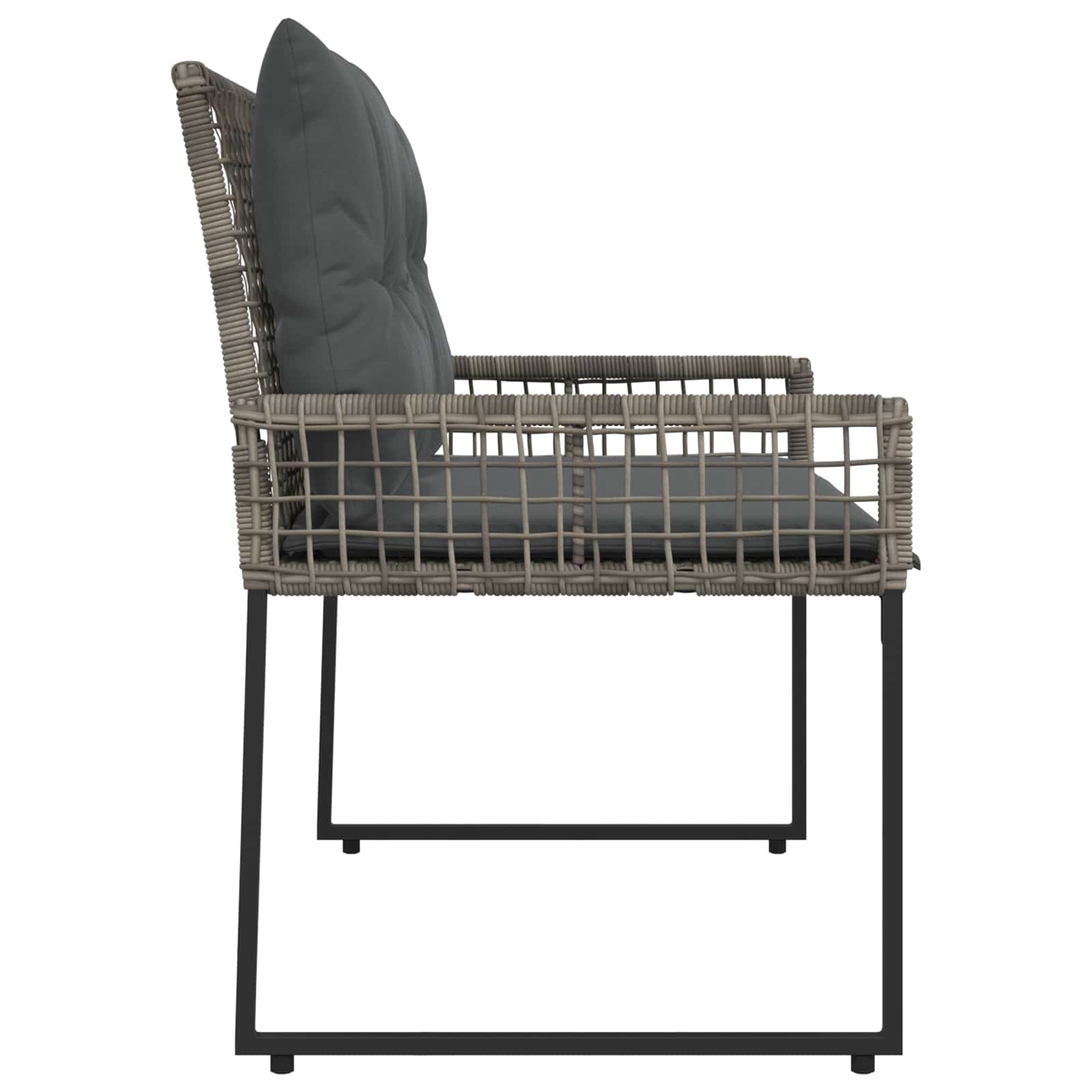 Tuinbank met kussen Grijs 118 x 55 x 82 cm PE rattan en stof