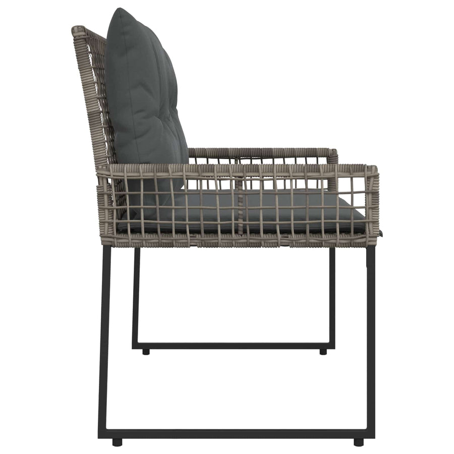 Tuinbank met kussen Grijs 118 x 55 x 82 cm PE rattan en stof