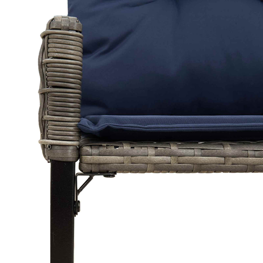 Tuinbank met kussen Grijs en Marineblauw 118 x 55 x 82 cm