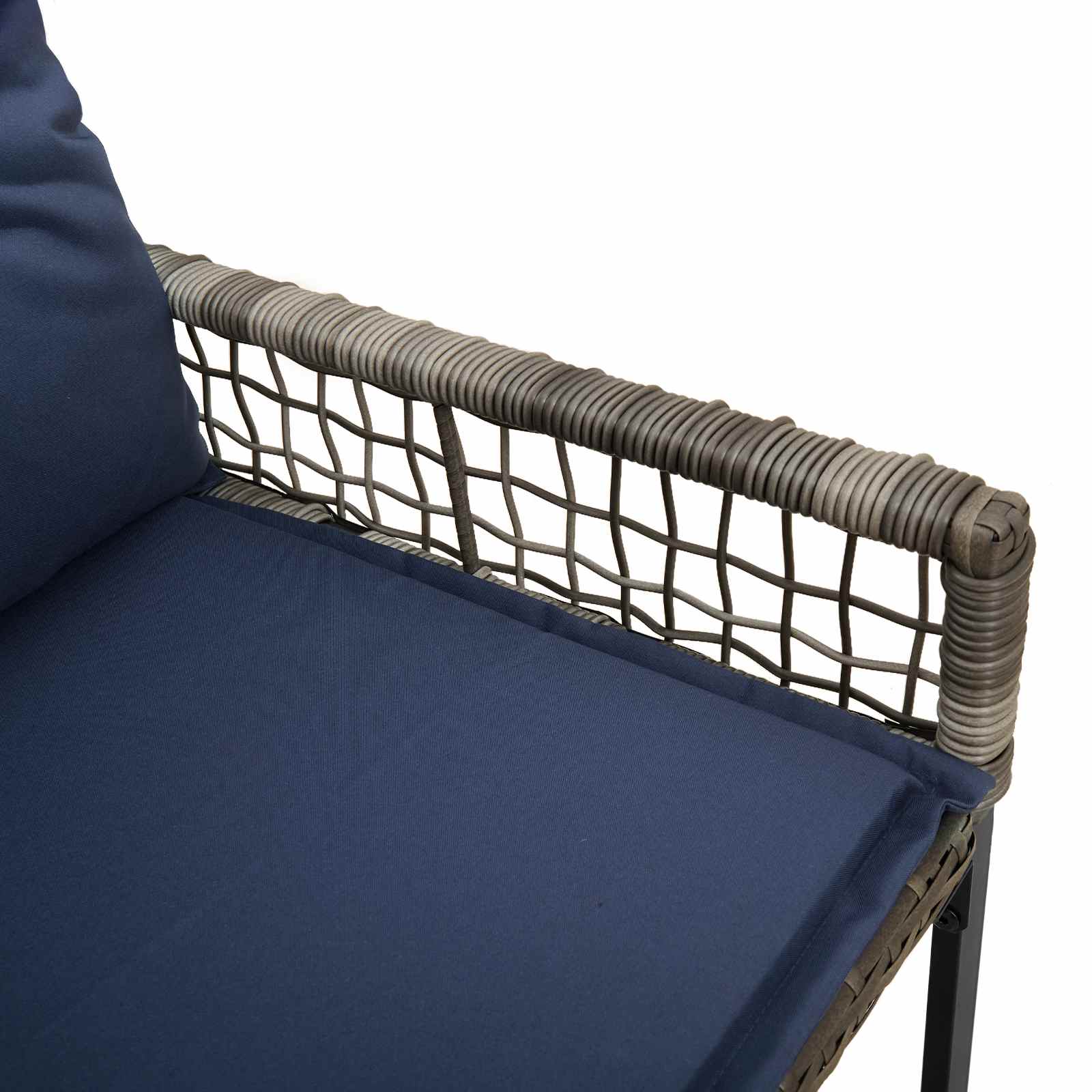 Tuinbank met kussen Grijs en Marineblauw 118 x 55 x 82 cm