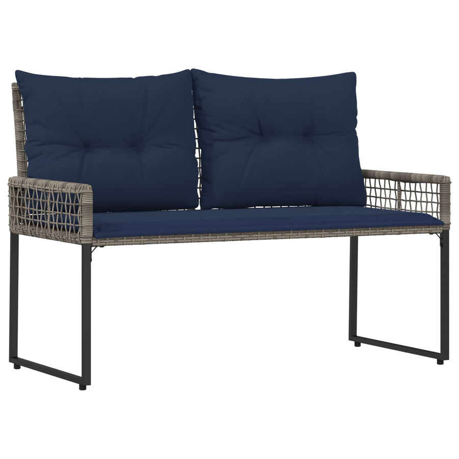 Tuinbank met kussen Grijs en Marineblauw 118 x 55 x 82 cm