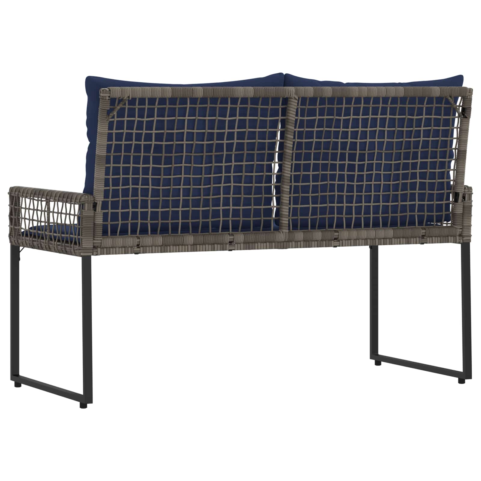 Tuinbank met kussen Grijs en Marineblauw 118 x 55 x 82 cm