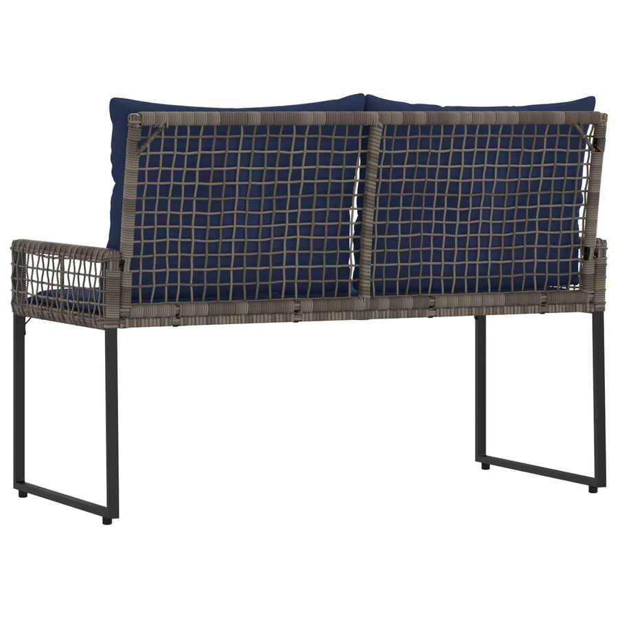Tuinbank met kussen Grijs en Marineblauw 118 x 55 x 82 cm