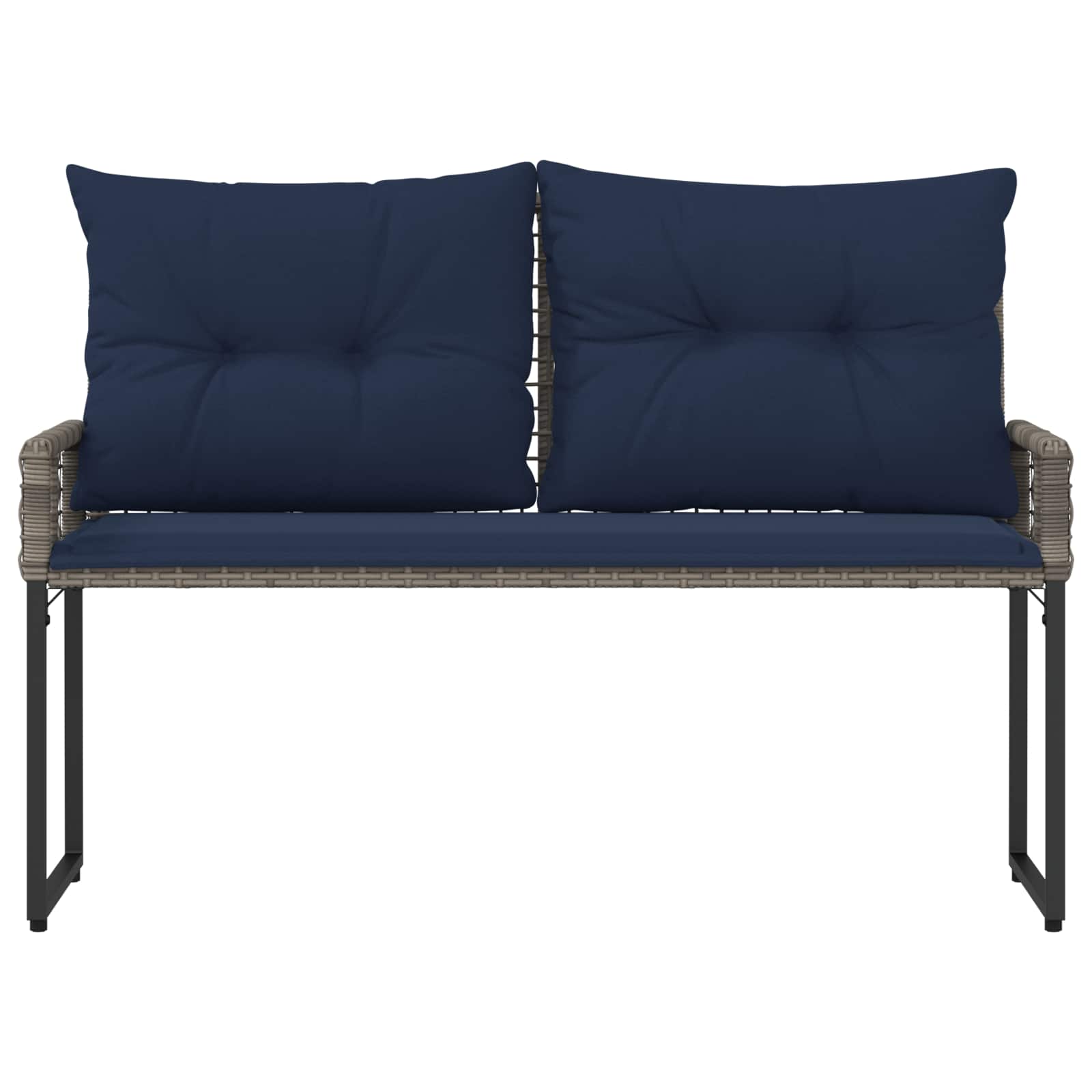 Tuinbank met kussen Grijs en Marineblauw 118 x 55 x 82 cm